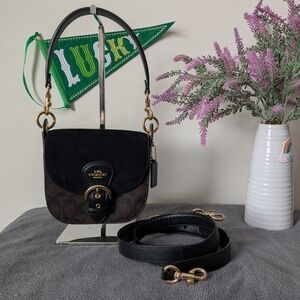 Coach Kleo Shoulder Bag 17 In Black And Brown Signature